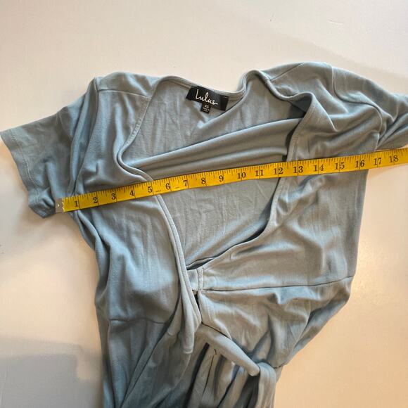 Lulus Slate Blue Evolve Wrap Maxi Dress Womens XS Surplice Long Bridesmaid - Picture 9 of 10